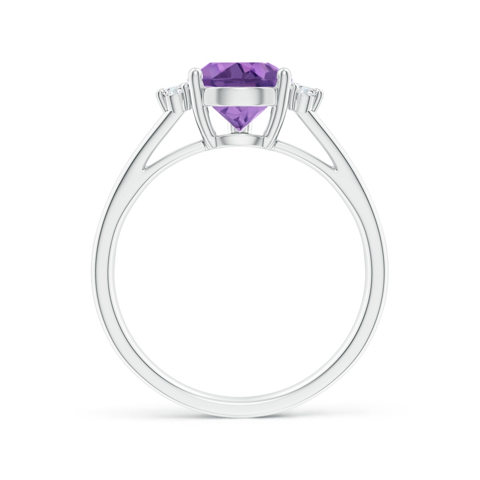 10x7mm A Pear Amethyst Ring with Triple Diamond Accents in White Gold side-1