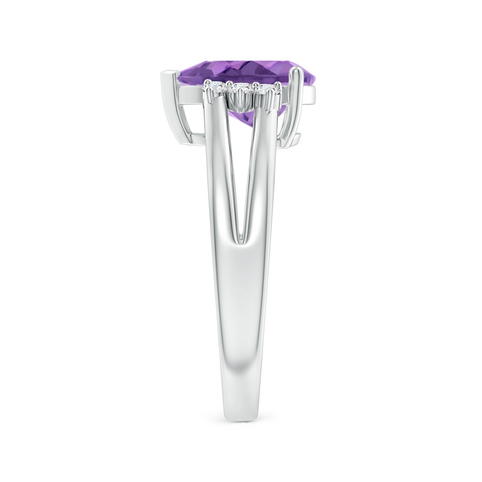10x7mm A Pear Amethyst Ring with Triple Diamond Accents in White Gold side-2