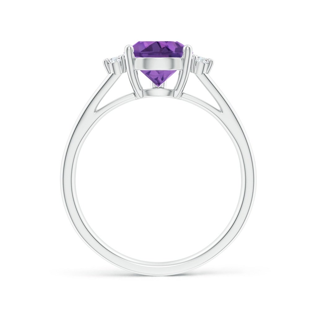 10x7mm AAA Pear Amethyst Ring with Triple Diamond Accents in White Gold Side-1