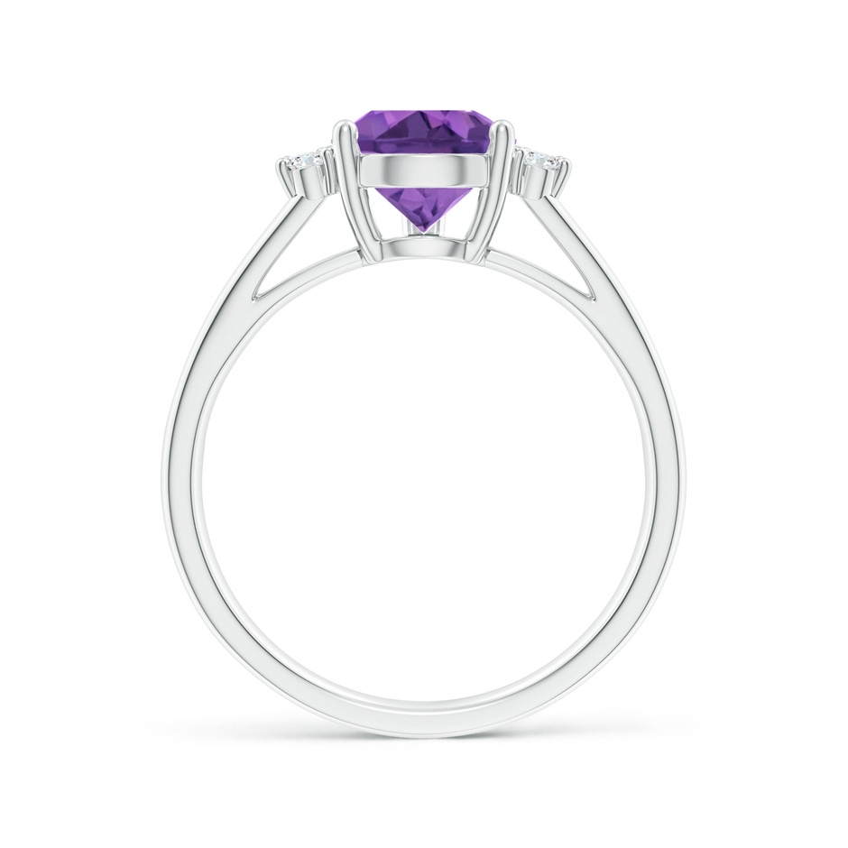 10x7mm AAA Pear Amethyst Ring with Triple Diamond Accents in White Gold side-1