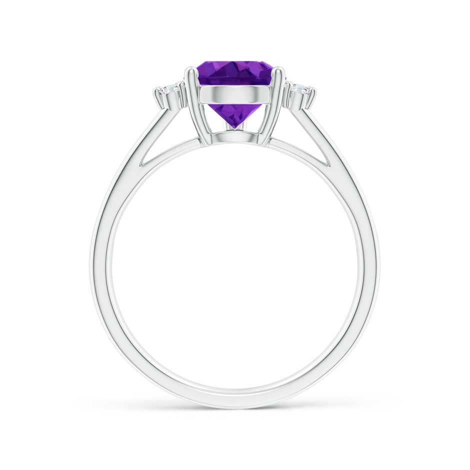 10x7mm AAAA Pear Amethyst Ring with Triple Diamond Accents in White Gold side-1