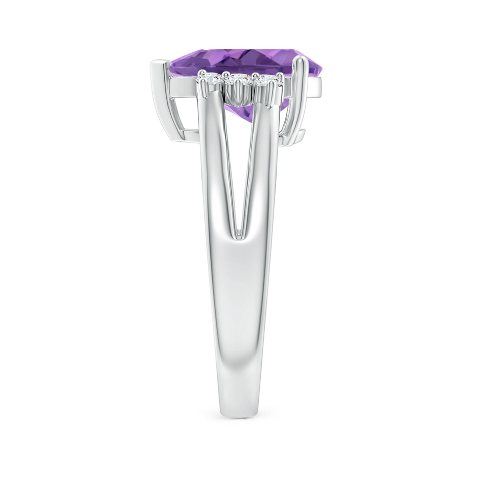 12x8mm A Pear Amethyst Ring with Triple Diamond Accents in White Gold side-2