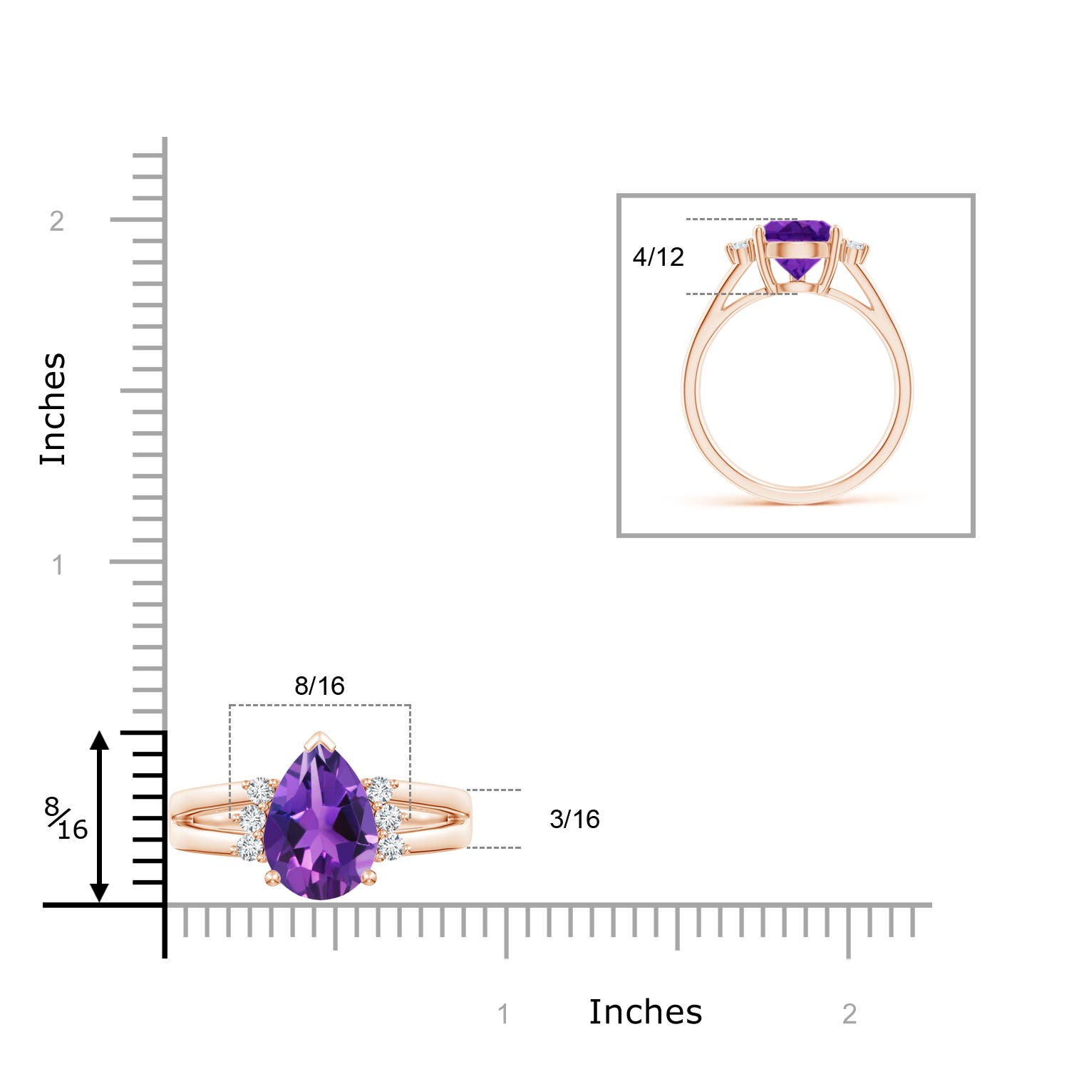 AAAA - Amethyst / 2.77 CT / 14 KT Rose Gold