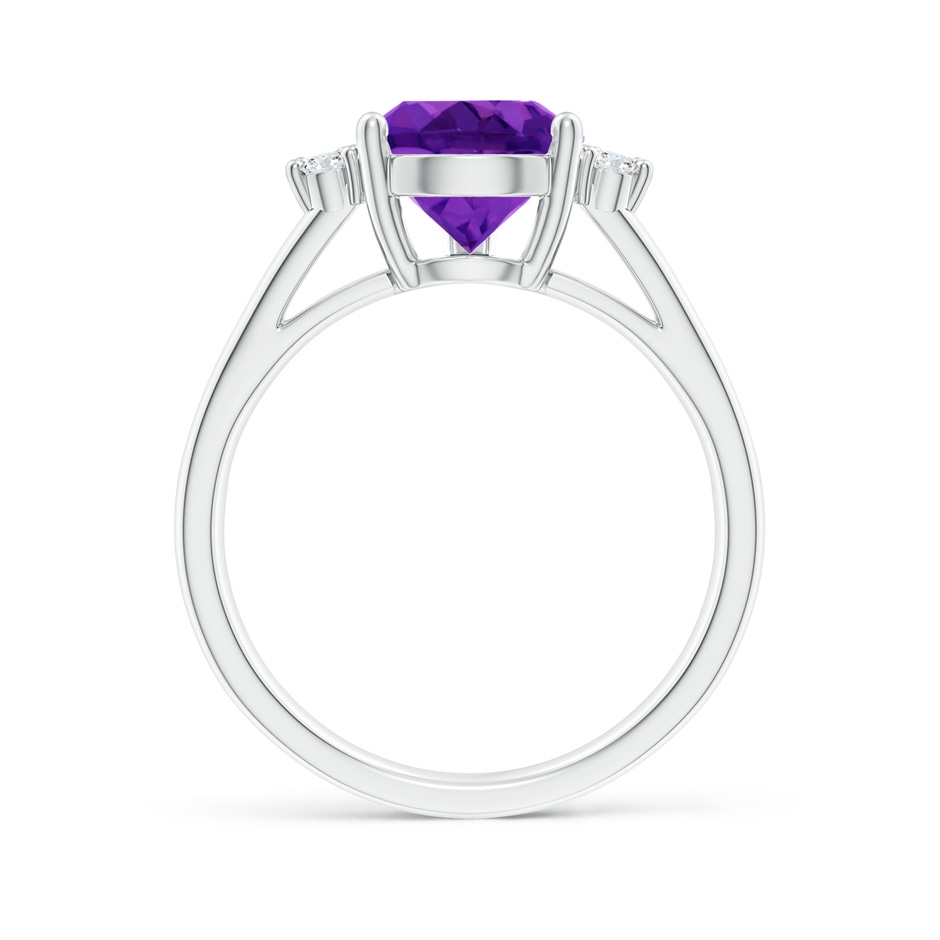 12x8mm AAAA Pear Amethyst Ring with Triple Diamond Accents in White Gold side-1