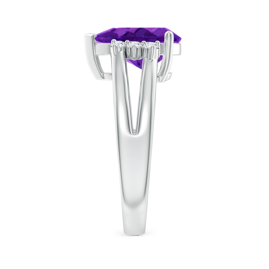 12x8mm AAAA Pear Amethyst Ring with Triple Diamond Accents in White Gold side-2