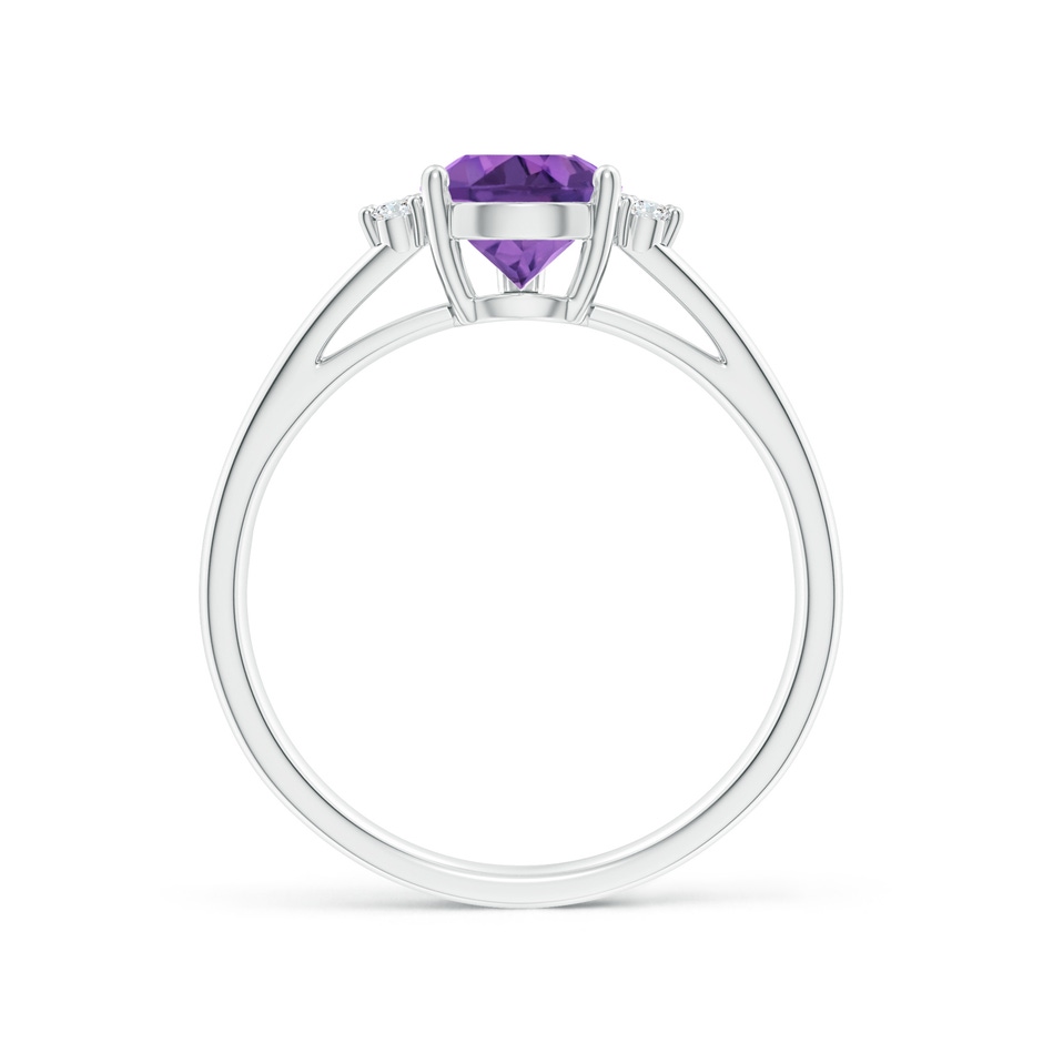 9x6mm AAA Pear Amethyst Ring with Triple Diamond Accents in White Gold side-1