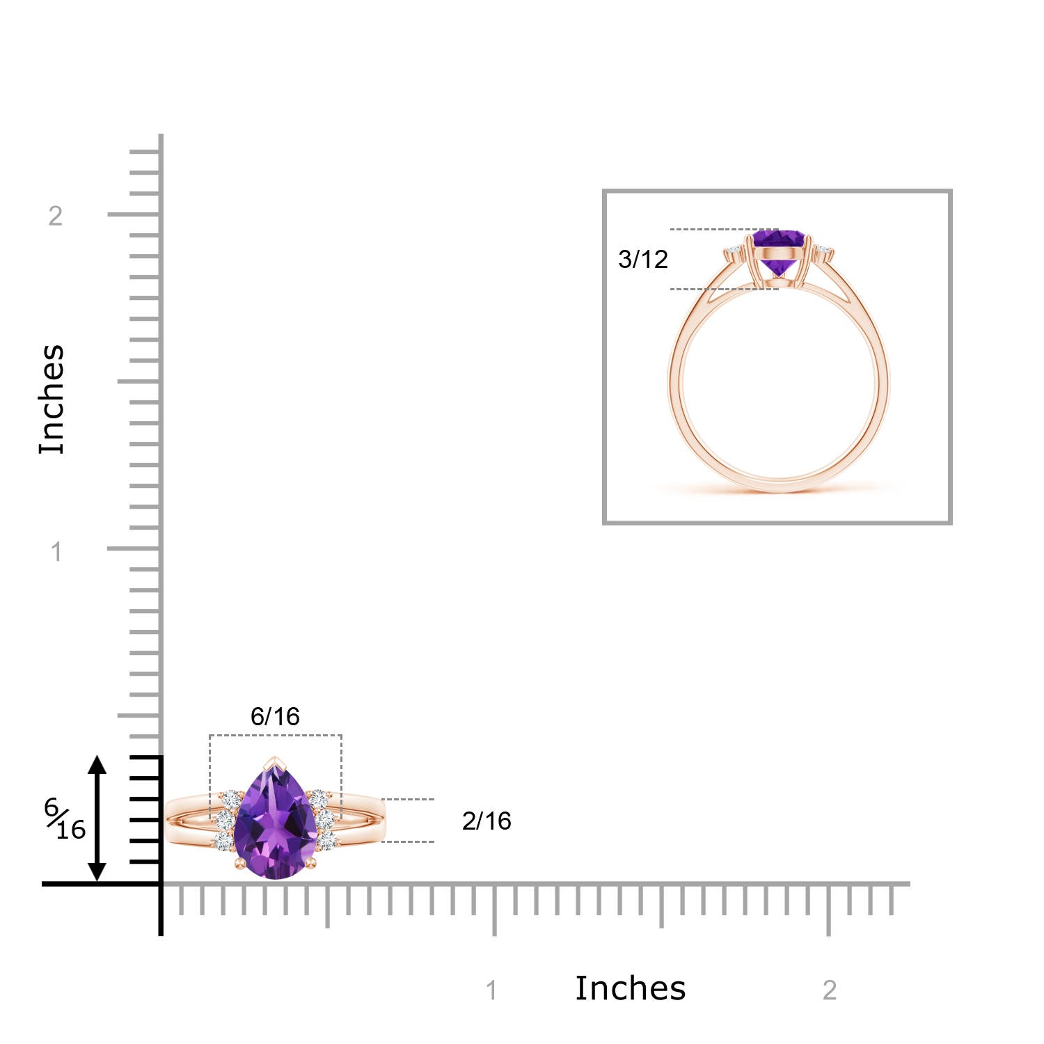 AAAA - Amethyst / 1.13 CT / 14 KT Rose Gold