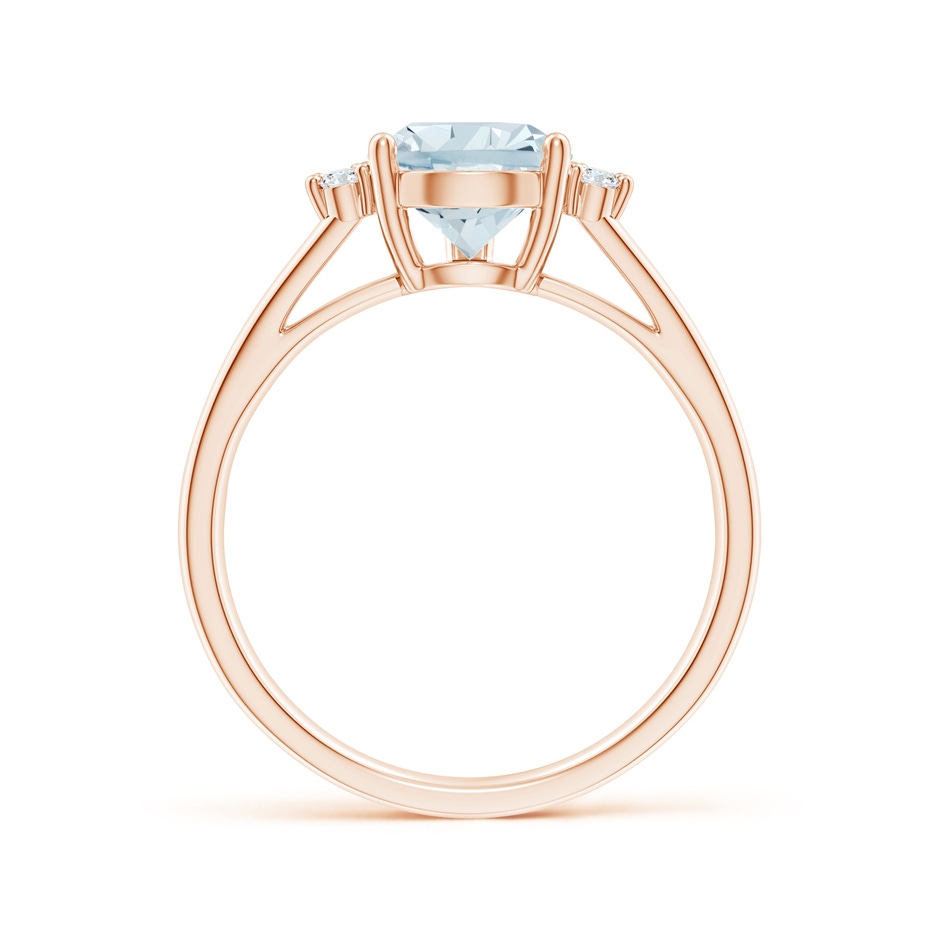 10x7mm A Pear Aquamarine Ring with Triple Diamond Accents in Rose Gold side-1