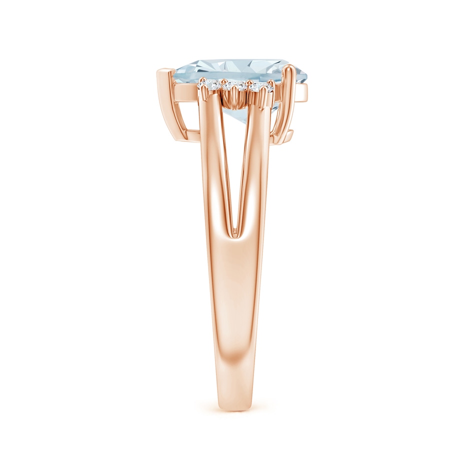 10x7mm A Pear Aquamarine Ring with Triple Diamond Accents in Rose Gold side-2