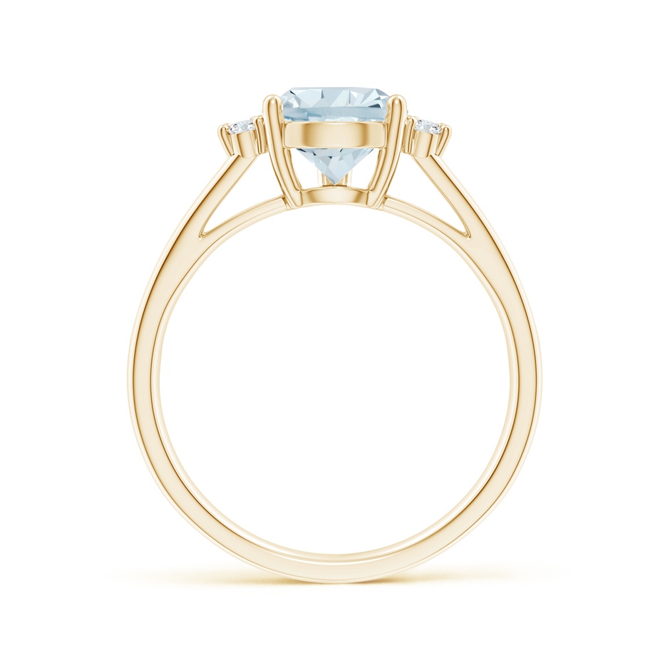 10x7mm A Pear Aquamarine Ring with Triple Diamond Accents in Yellow Gold side-1