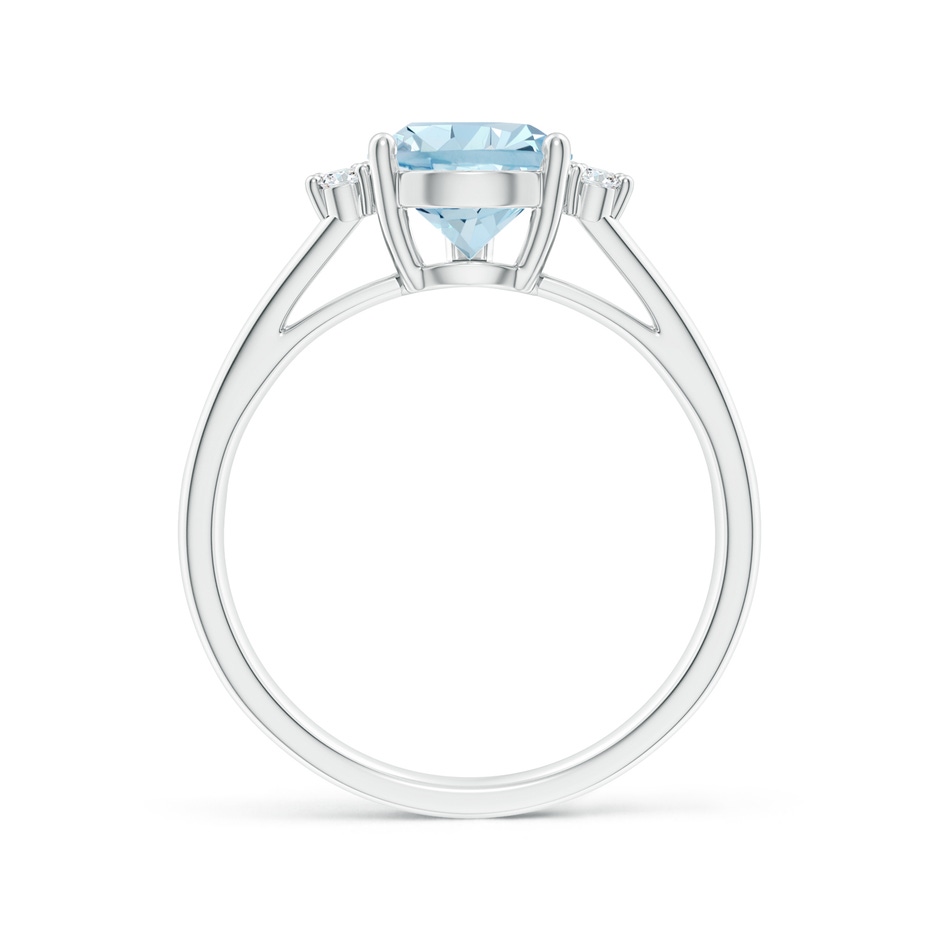 10x7mm AA Pear Aquamarine Ring with Triple Diamond Accents in P950 Platinum side-1