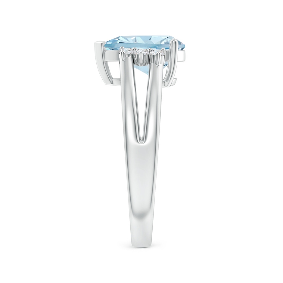 10x7mm AA Pear Aquamarine Ring with Triple Diamond Accents in P950 Platinum side-2