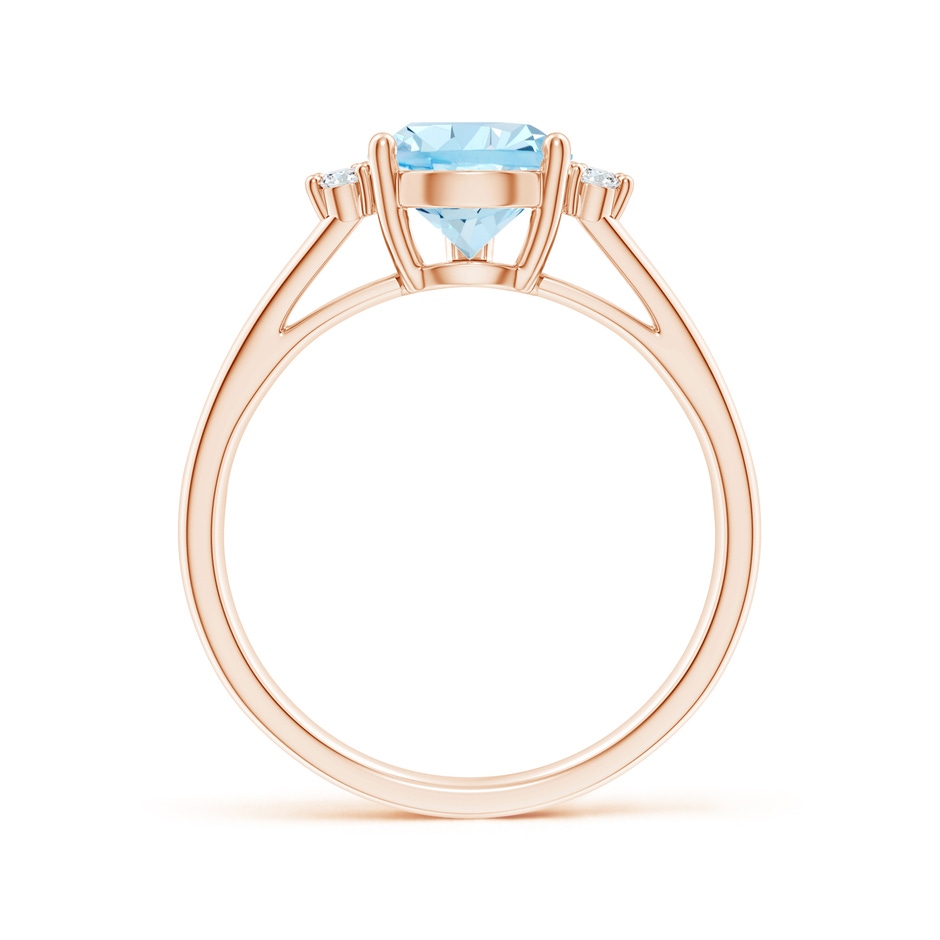 10x7mm AAA Pear Aquamarine Ring with Triple Diamond Accents in Rose Gold side-1