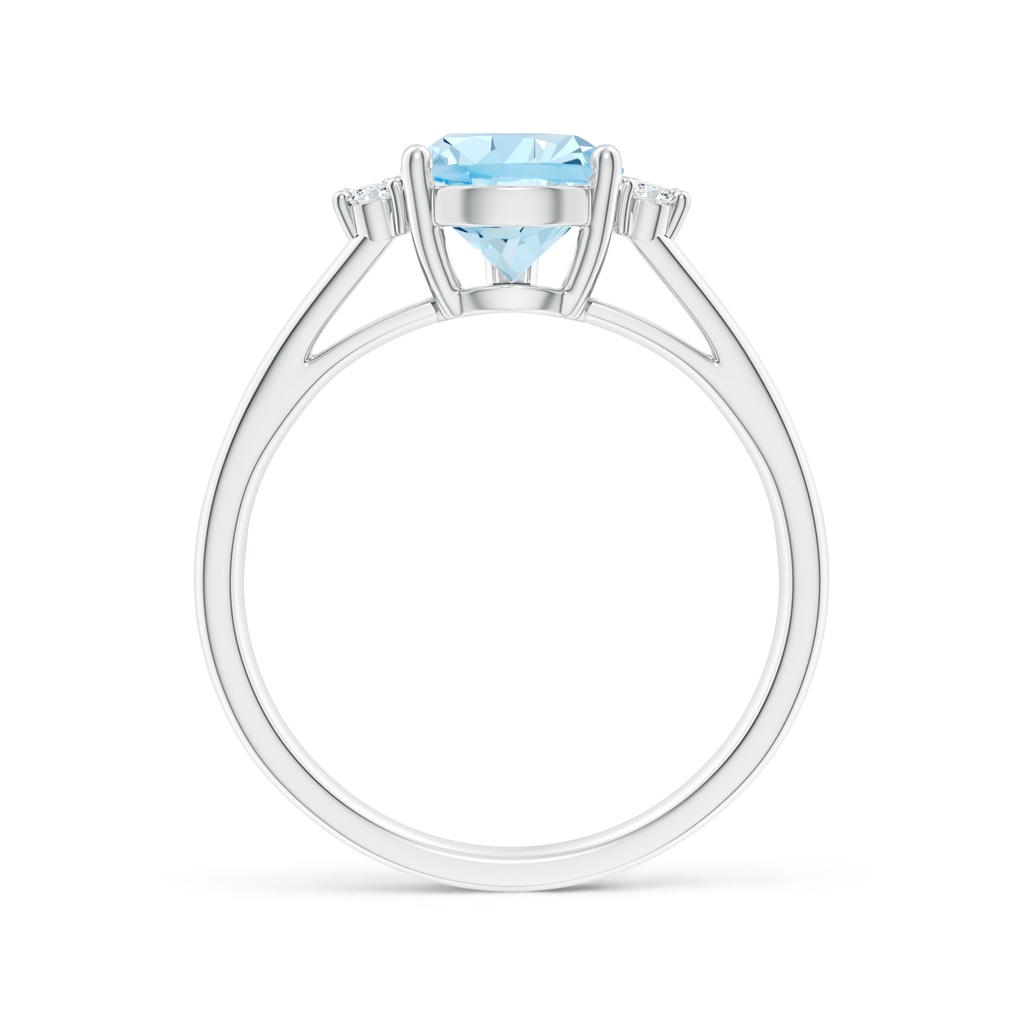 10x7mm AAA Pear Aquamarine Ring with Triple Diamond Accents in White Gold Side-1
