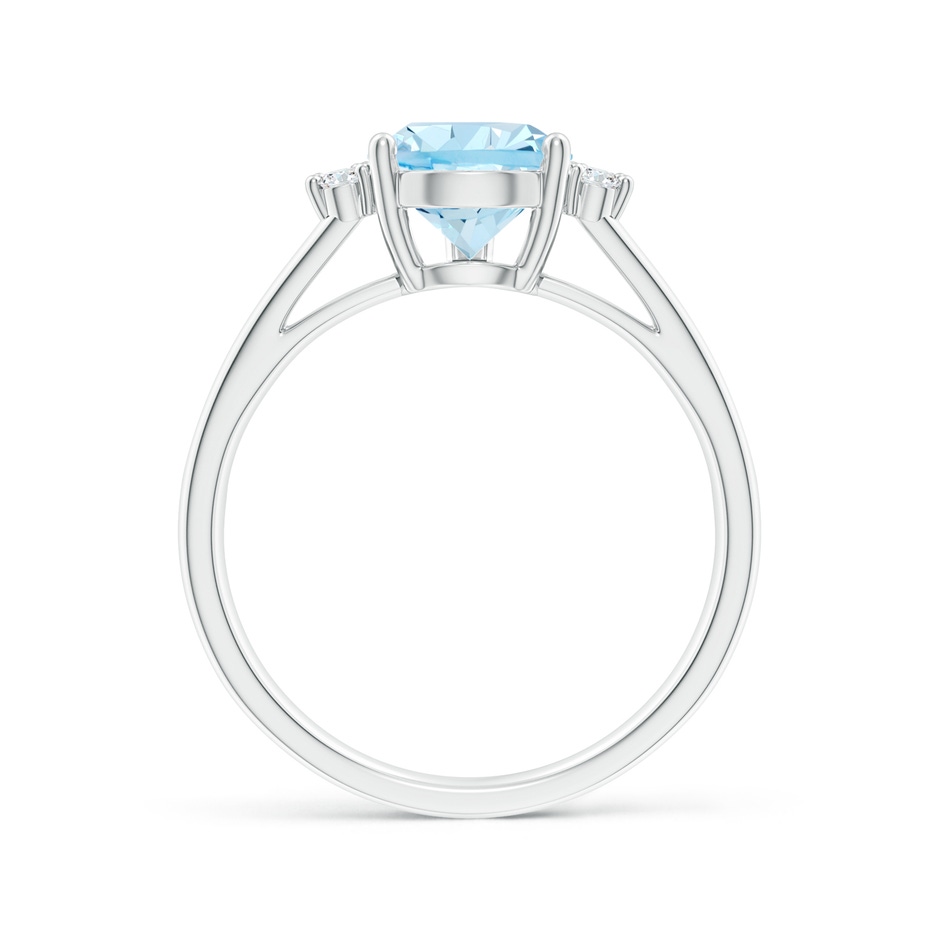 10x7mm AAA Pear Aquamarine Ring with Triple Diamond Accents in White Gold side-1