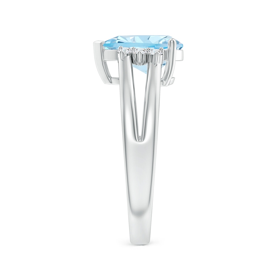 10x7mm AAA Pear Aquamarine Ring with Triple Diamond Accents in White Gold side-2