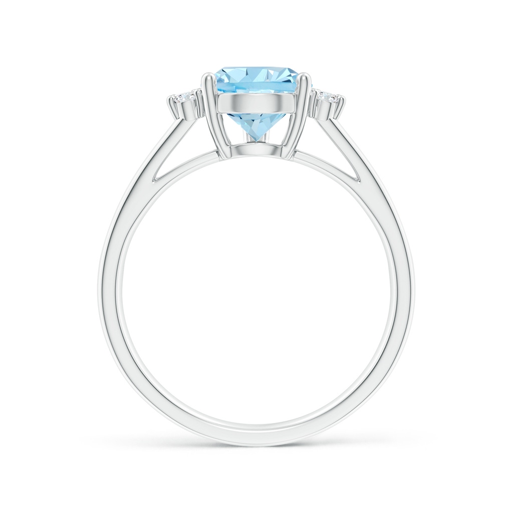 10x7mm AAAA Pear Aquamarine Ring with Triple Diamond Accents in P950 Platinum Side-1