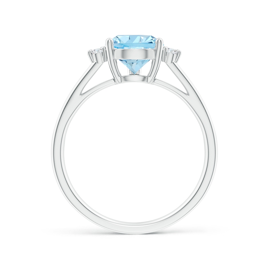 10x7mm AAAA Pear Aquamarine Ring with Triple Diamond Accents in P950 Platinum side-1