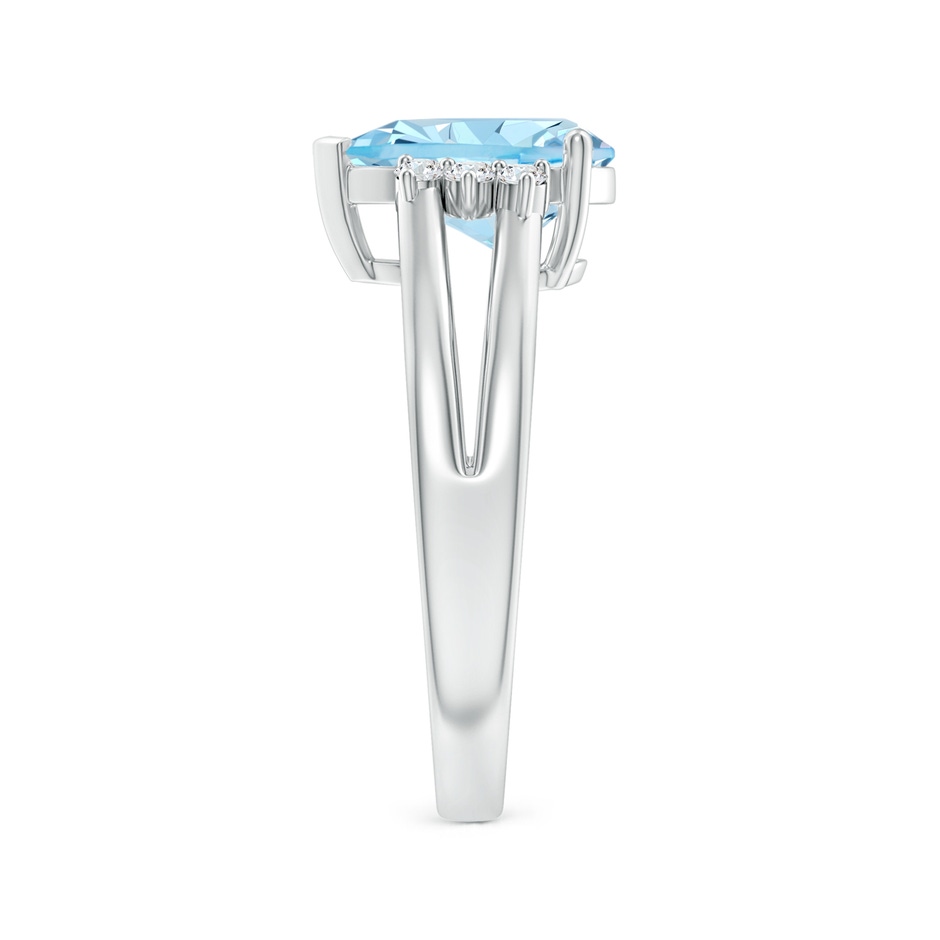 10x7mm AAAA Pear Aquamarine Ring with Triple Diamond Accents in P950 Platinum side-2