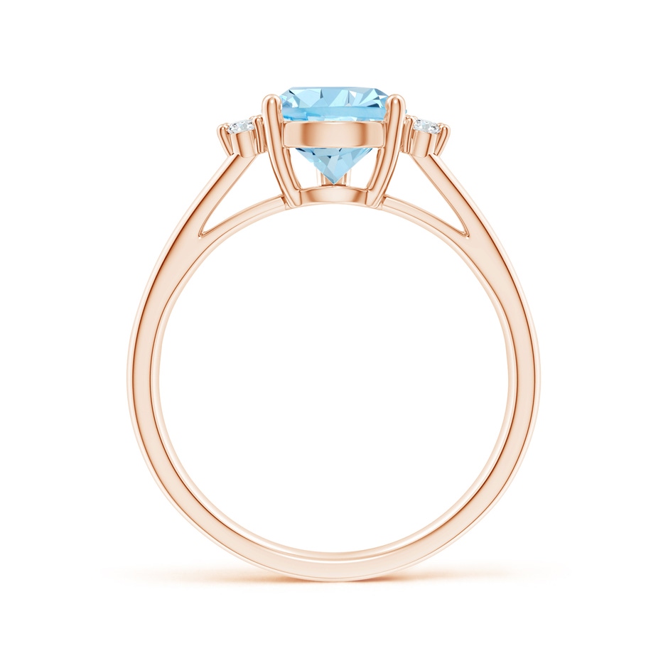 10x7mm AAAA Pear Aquamarine Ring with Triple Diamond Accents in Rose Gold side-1