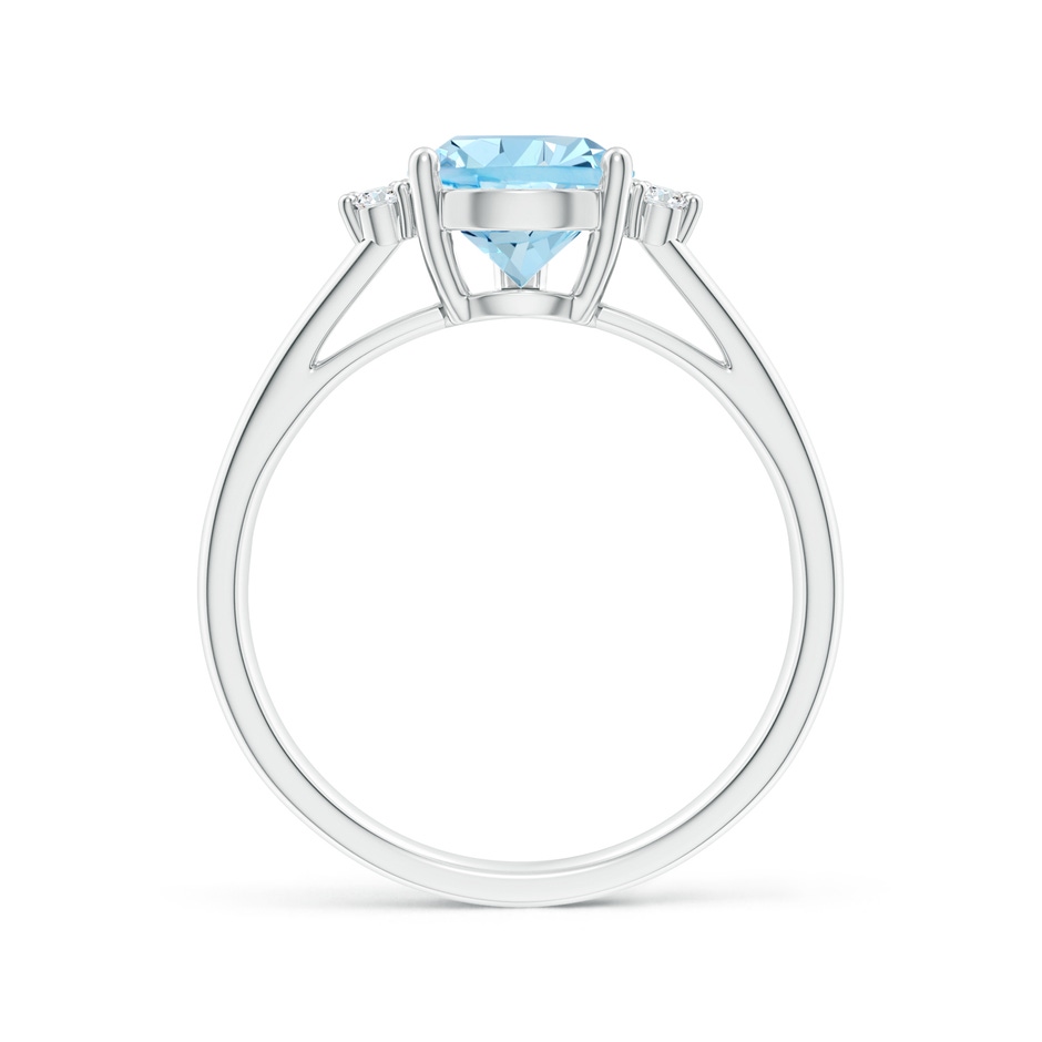 10x7mm AAAA Pear Aquamarine Ring with Triple Diamond Accents in White Gold side-1