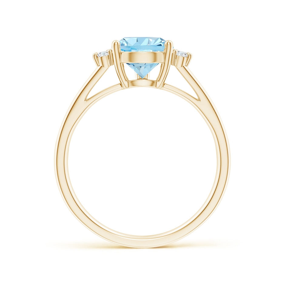 10x7mm AAAA Pear Aquamarine Ring with Triple Diamond Accents in Yellow Gold side-1