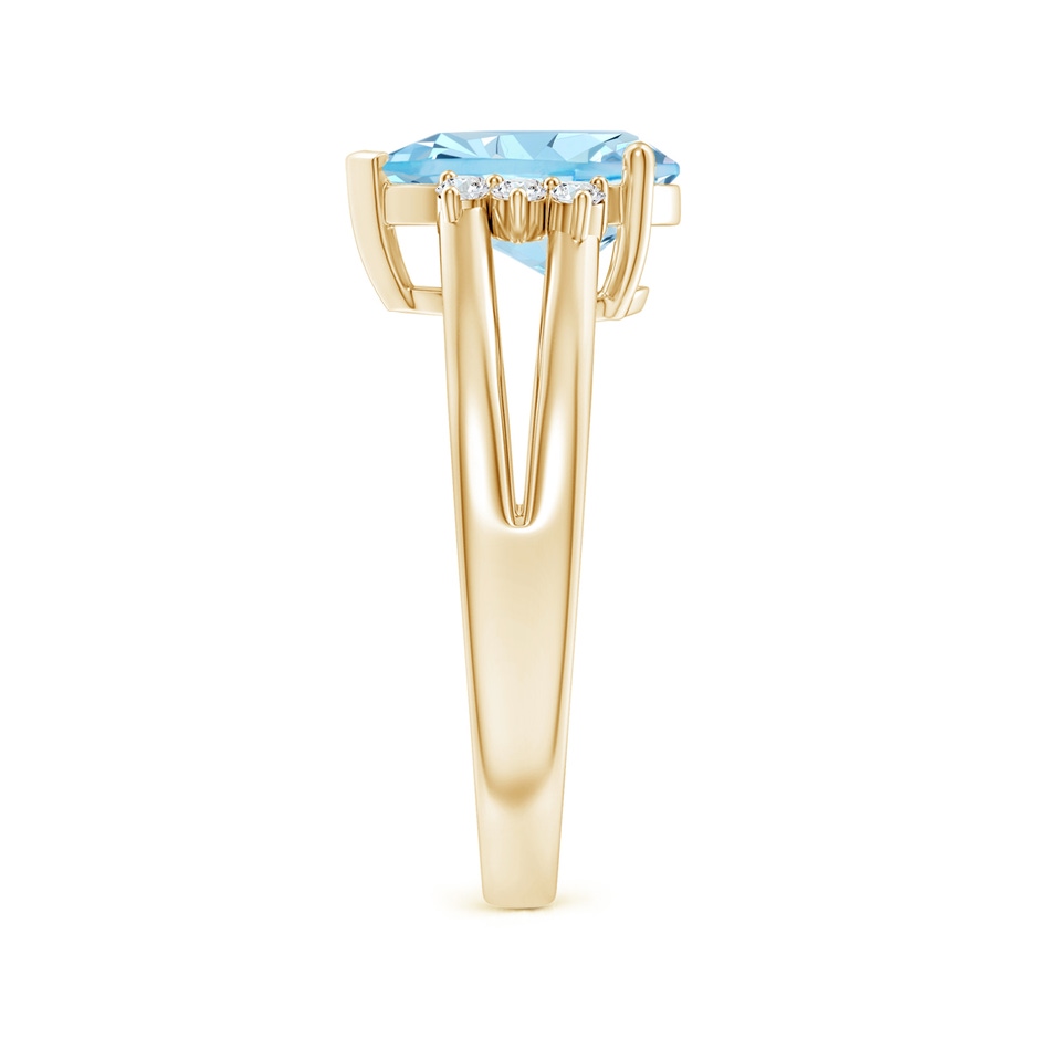 10x7mm AAAA Pear Aquamarine Ring with Triple Diamond Accents in Yellow Gold side-2