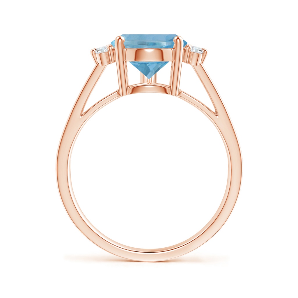 14.14x9.27x6.09mm AAA GIA Certified Aquamarine Ring with Triple Diamond Accents in 18K Rose Gold Side 199