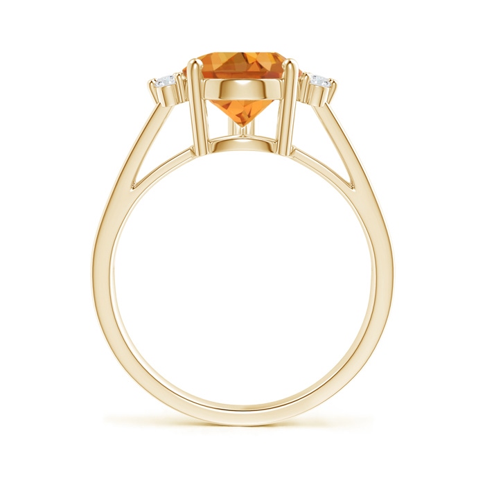 12x8mm AAA Pear Citrine Ring with Triple Diamond Accents in Yellow Gold product image