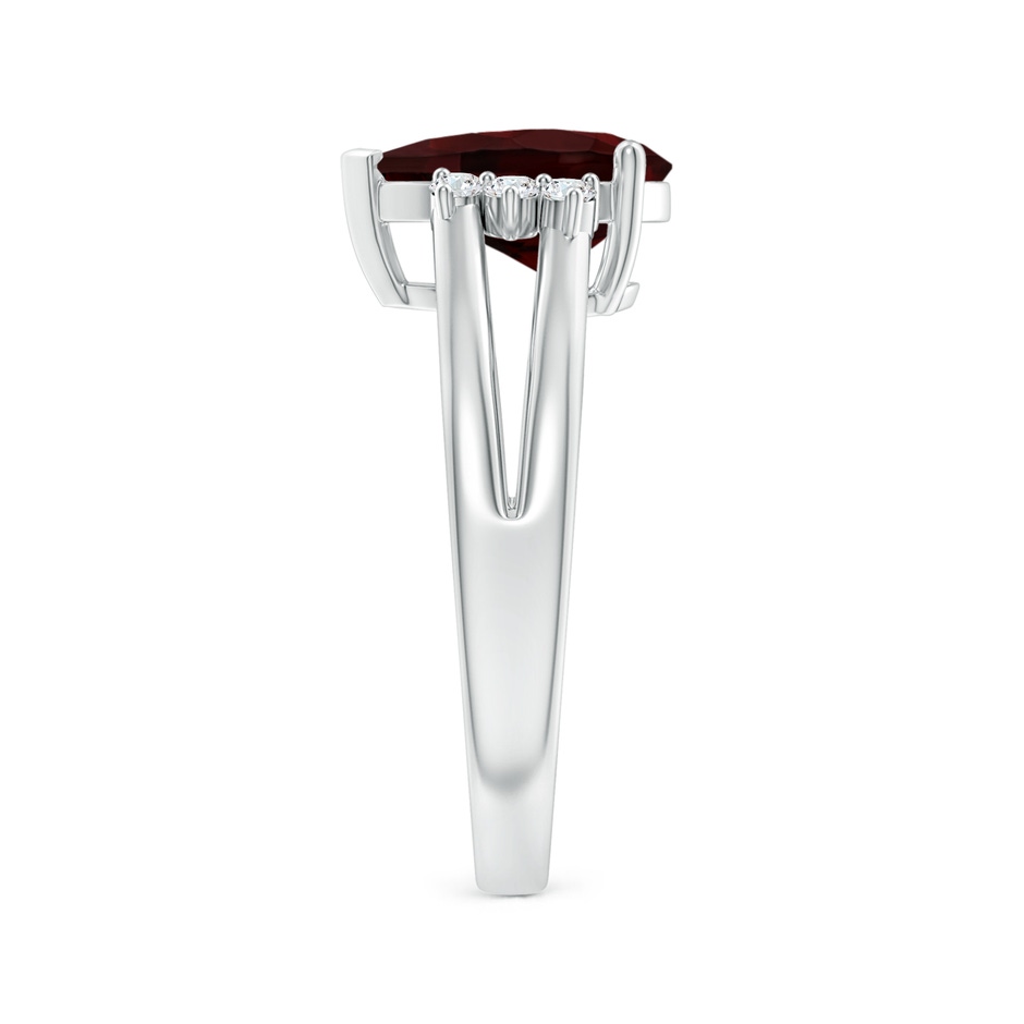 10x7mm A Pear Garnet Ring with Triple Diamond Accents in P950 Platinum side-2