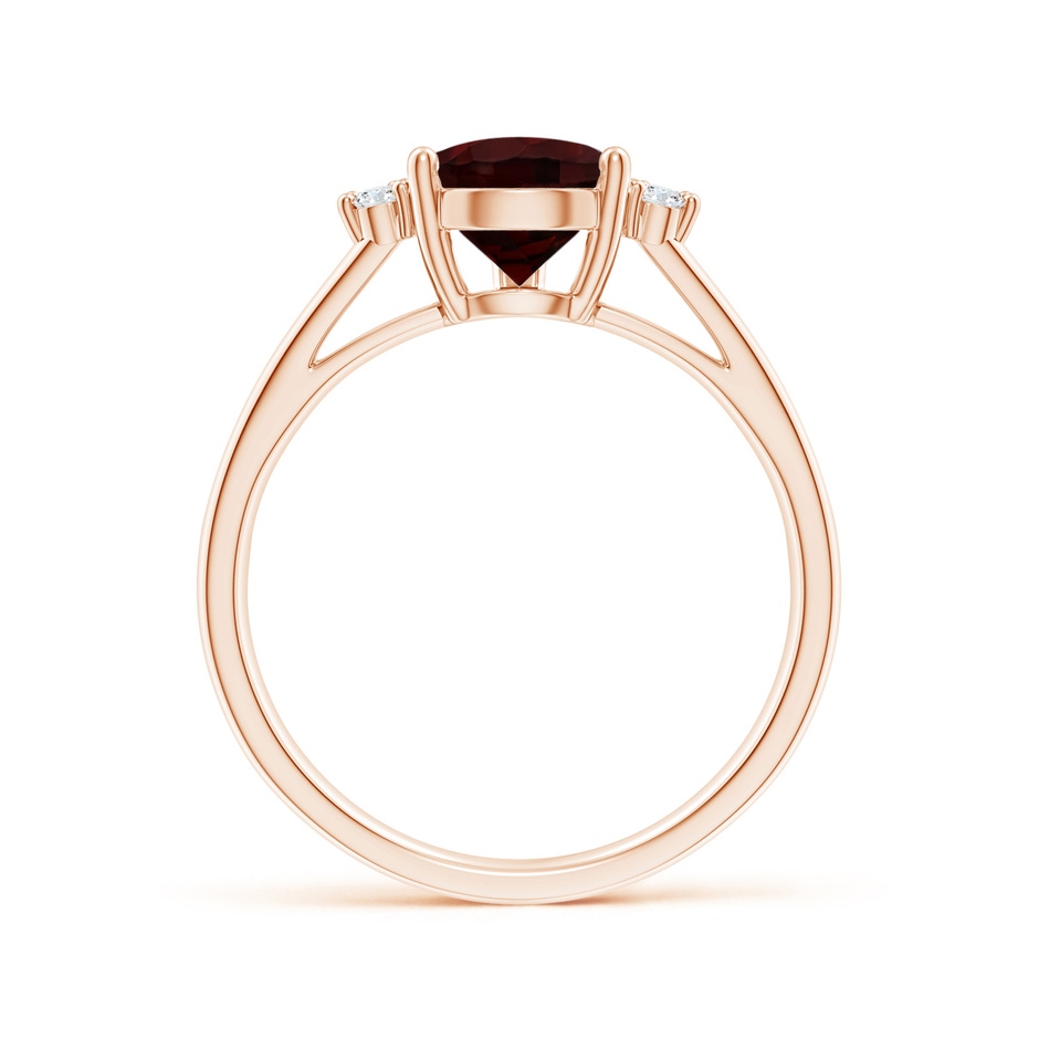 10x7mm A Pear Garnet Ring with Triple Diamond Accents in Rose Gold side-1