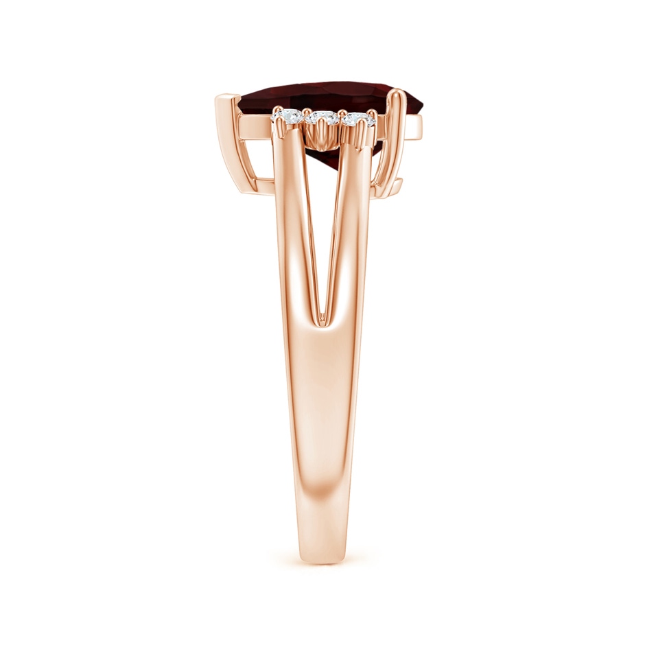 10x7mm A Pear Garnet Ring with Triple Diamond Accents in Rose Gold side-2