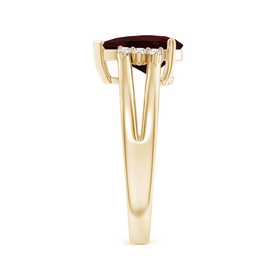 10x7mm A Pear Garnet Ring with Triple Diamond Accents in Yellow Gold side-2