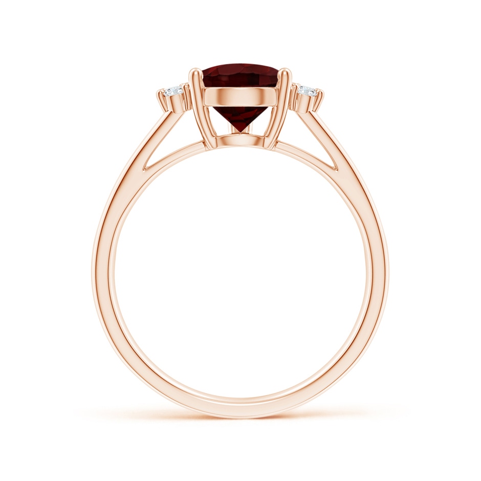 10x7mm AA Pear Garnet Ring with Triple Diamond Accents in Rose Gold side-1
