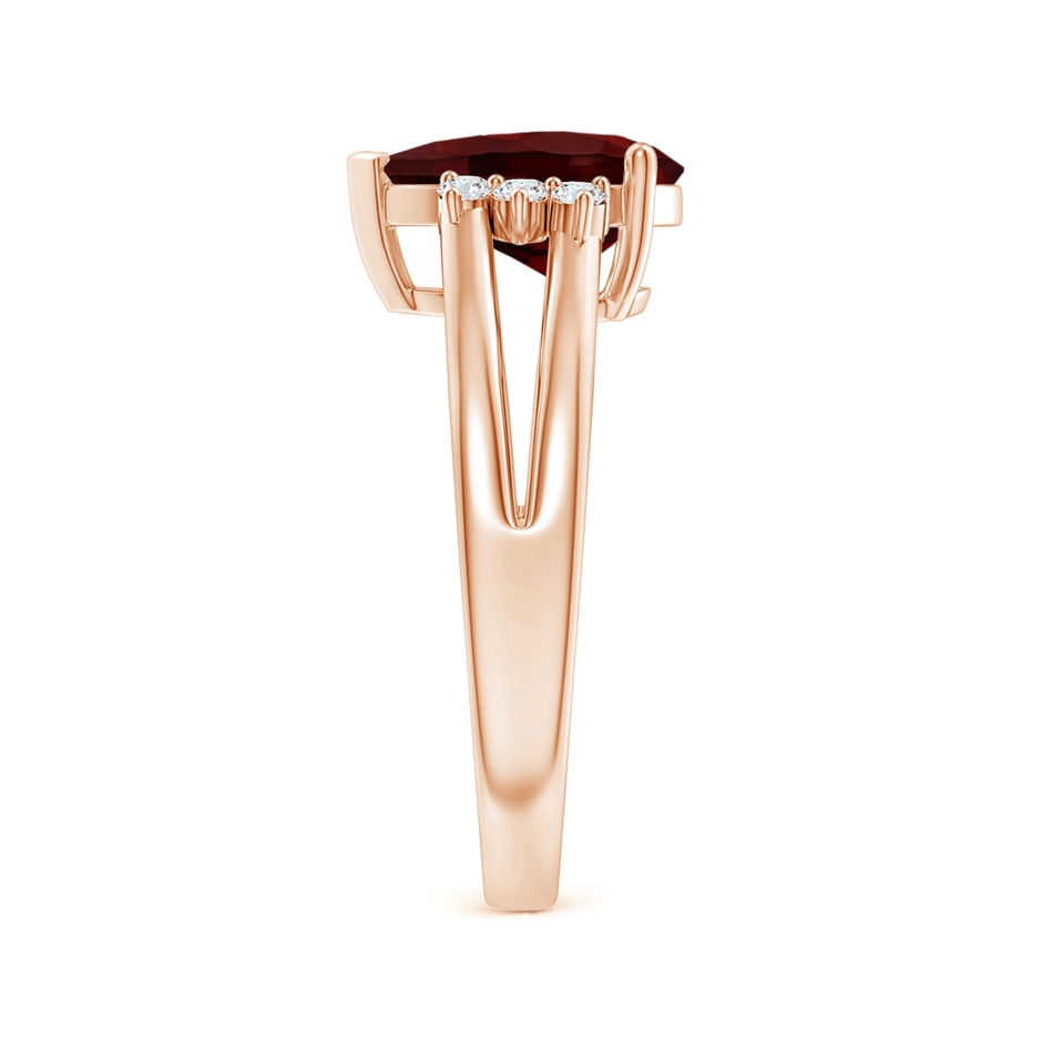 10x7mm AA Pear Garnet Ring with Triple Diamond Accents in Rose Gold side-2