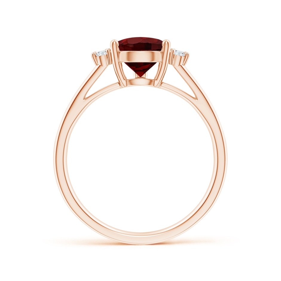 10x7mm AAA Pear Garnet Ring with Triple Diamond Accents in Rose Gold side-1