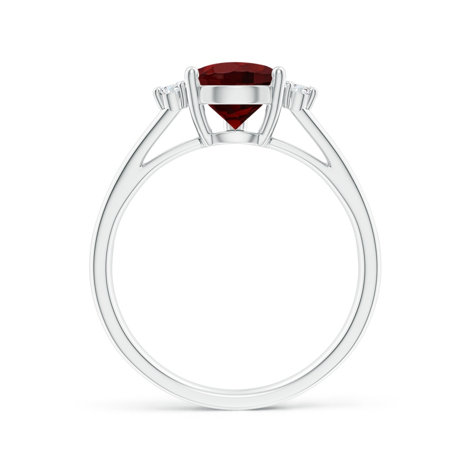 10x7mm AAA Pear Garnet Ring with Triple Diamond Accents in White Gold side-1