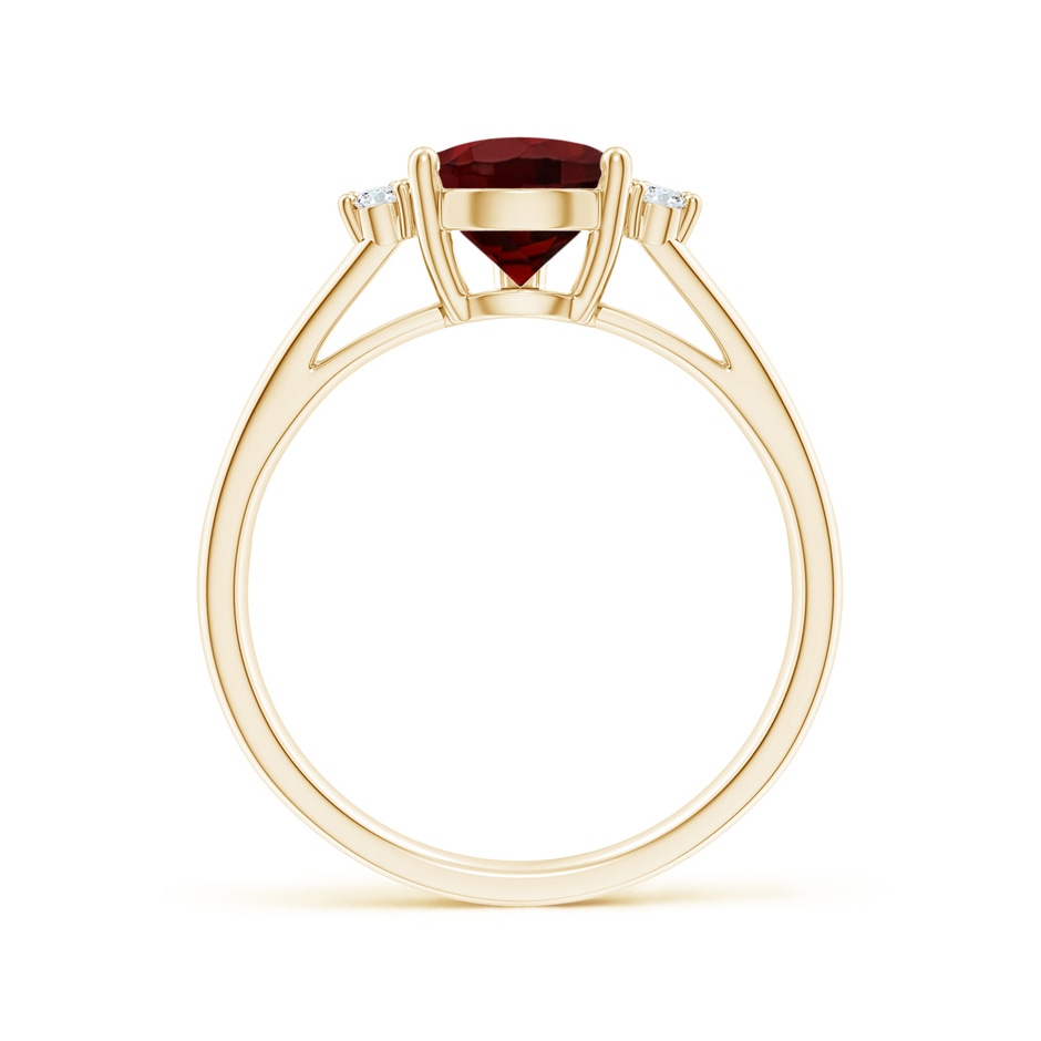 10x7mm AAA Pear Garnet Ring with Triple Diamond Accents in Yellow Gold side-1