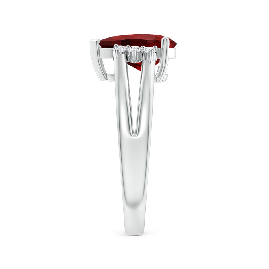 10x7mm AAAA Pear Garnet Ring with Triple Diamond Accents in P950 Platinum side-2