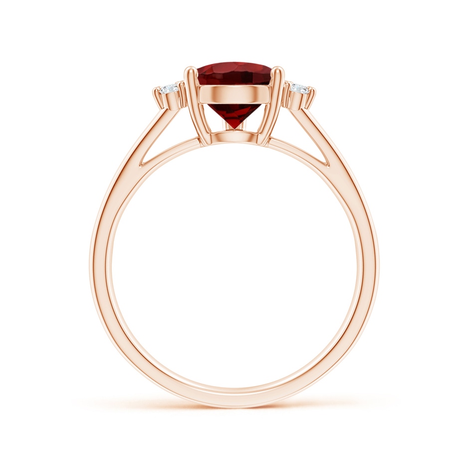 10x7mm AAAA Pear Garnet Ring with Triple Diamond Accents in Rose Gold side-1