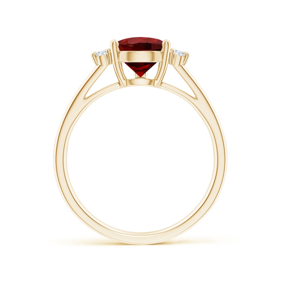 10x7mm AAAA Pear Garnet Ring with Triple Diamond Accents in Yellow Gold side-1
