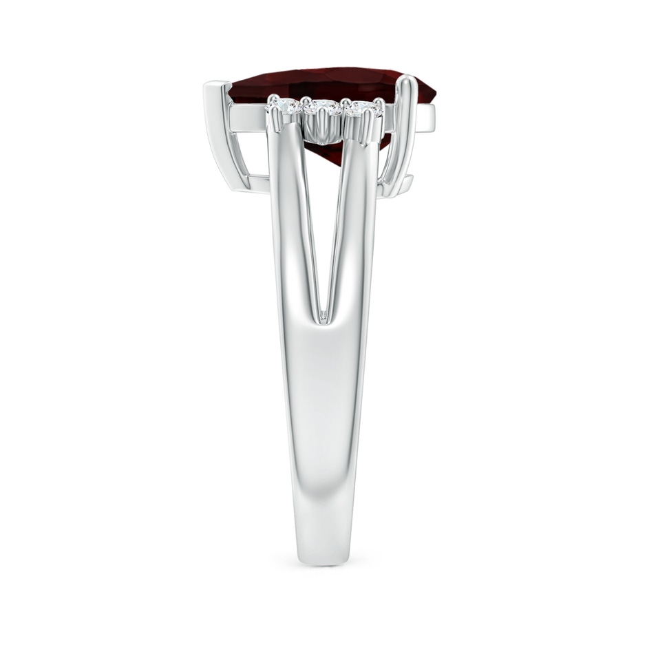 12x8mm A Pear Garnet Ring with Triple Diamond Accents in White Gold side-2