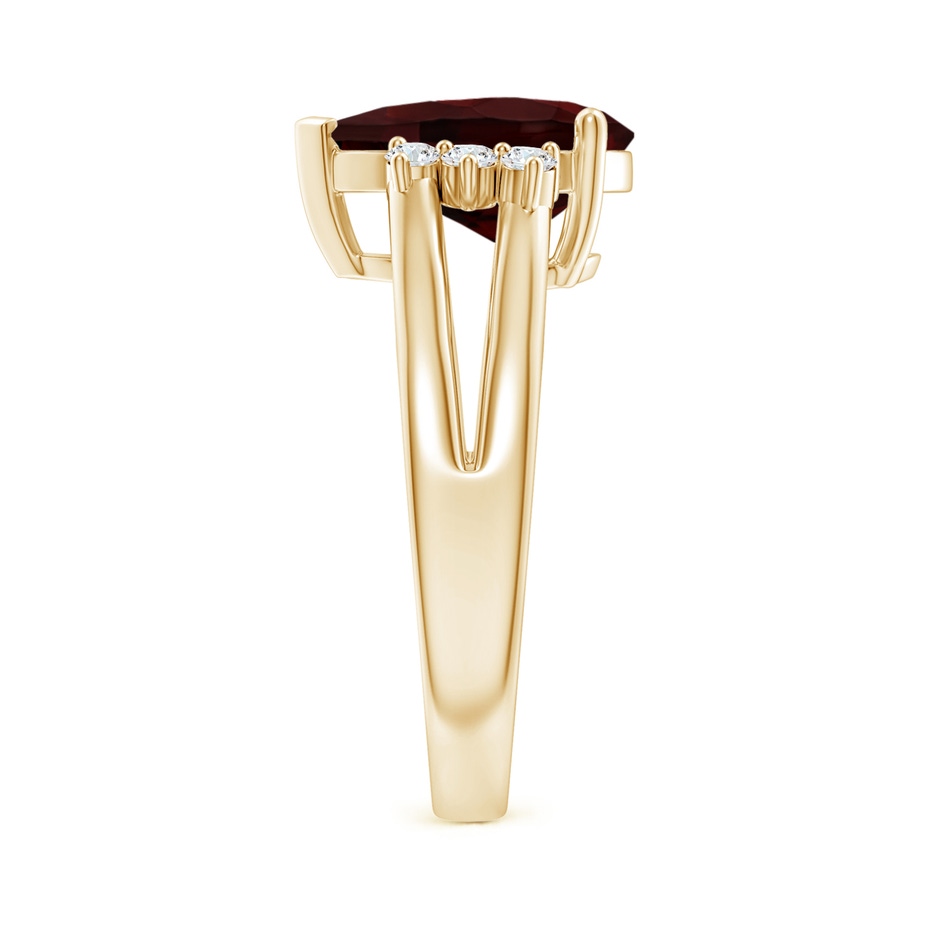 12x8mm A Pear Garnet Ring with Triple Diamond Accents in Yellow Gold side-2