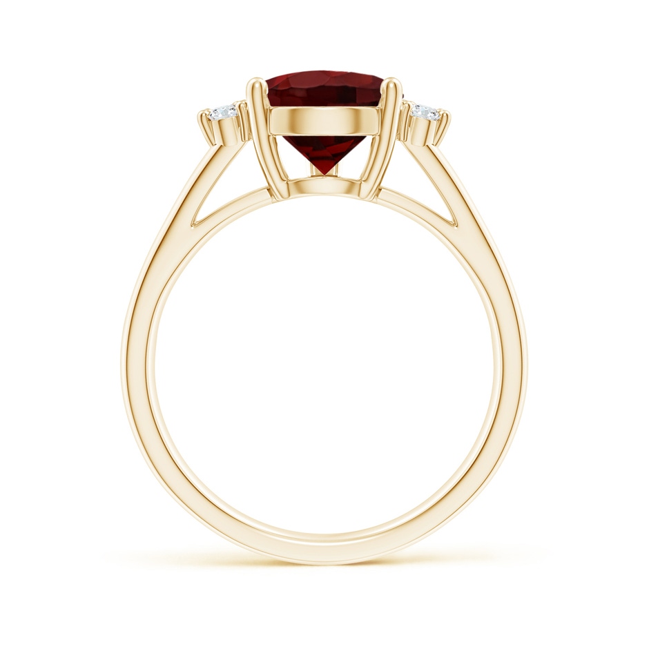 12x8mm AAA Pear Garnet Ring with Triple Diamond Accents in Yellow Gold side-1