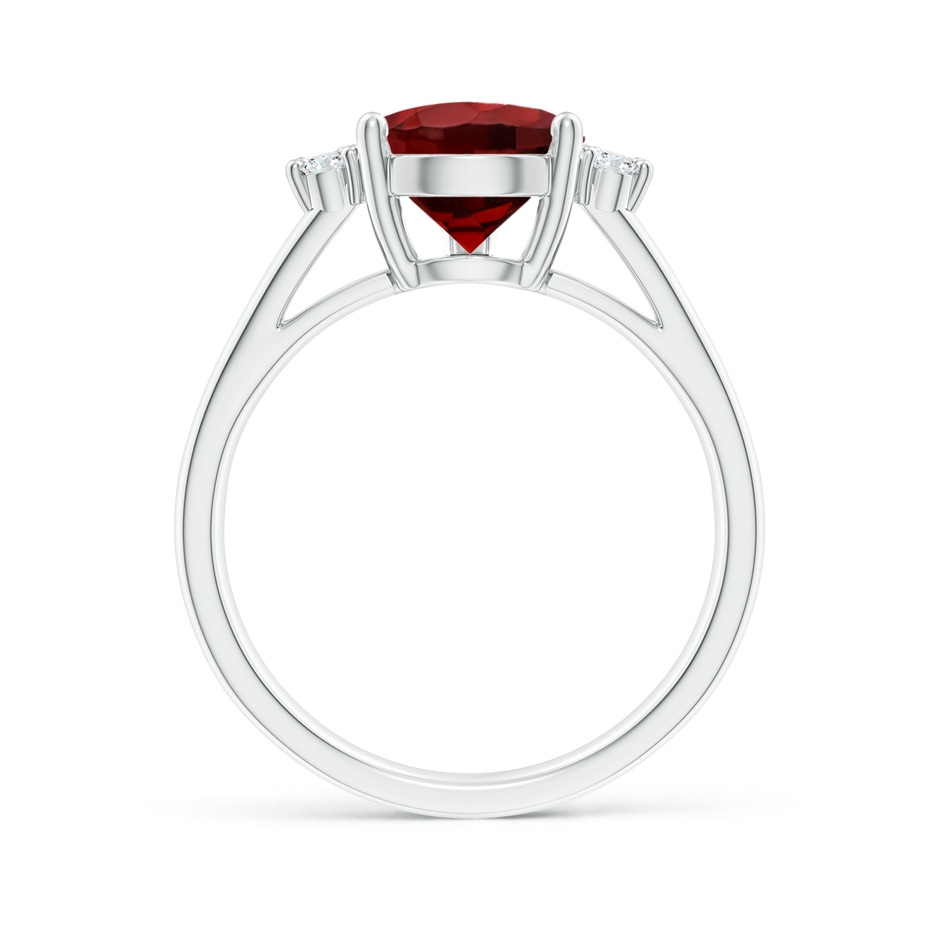 12x8mm AAAA Pear Garnet Ring with Triple Diamond Accents in P950 Platinum side-1
