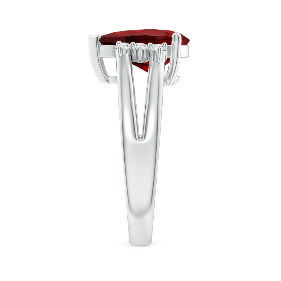 12x8mm AAAA Pear Garnet Ring with Triple Diamond Accents in P950 Platinum side-2