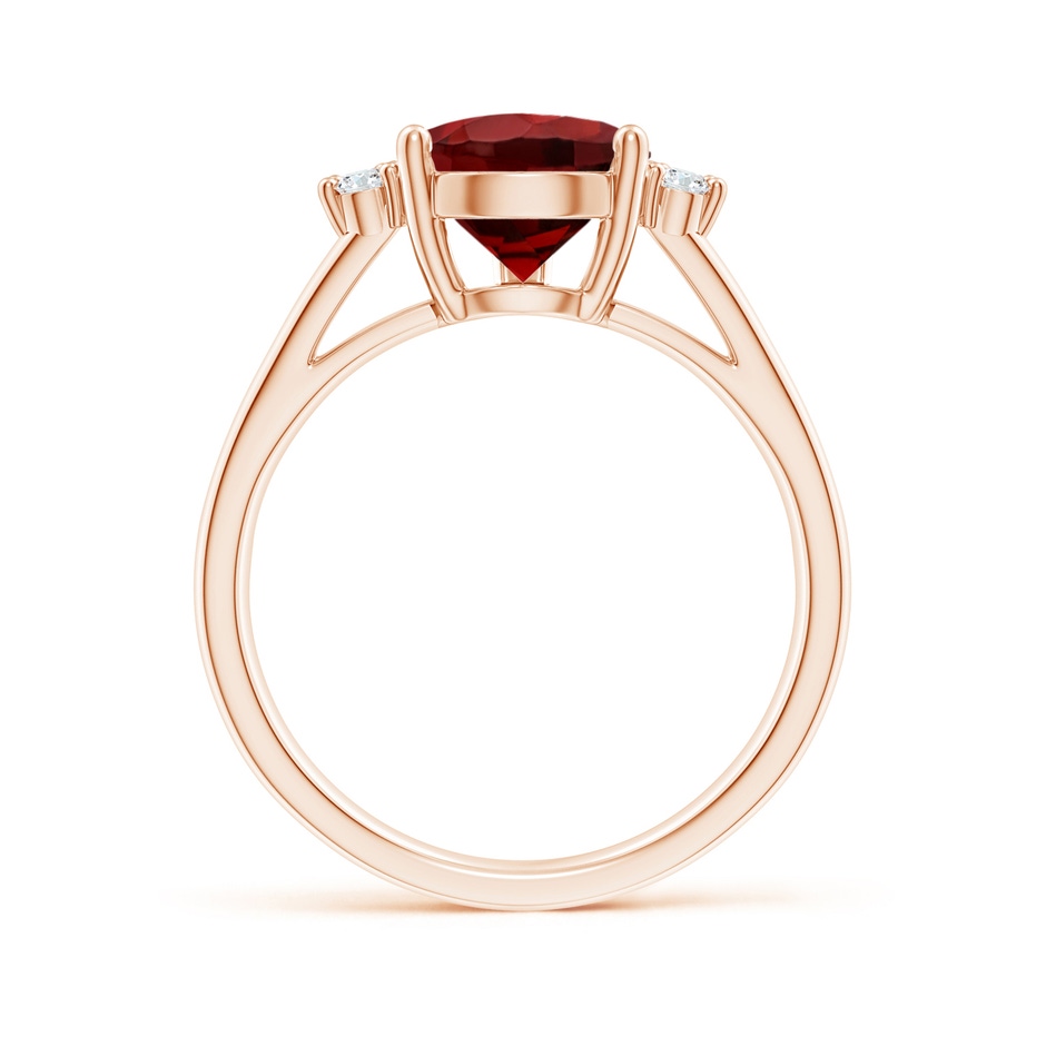 12x8mm AAAA Pear Garnet Ring with Triple Diamond Accents in Rose Gold side-1