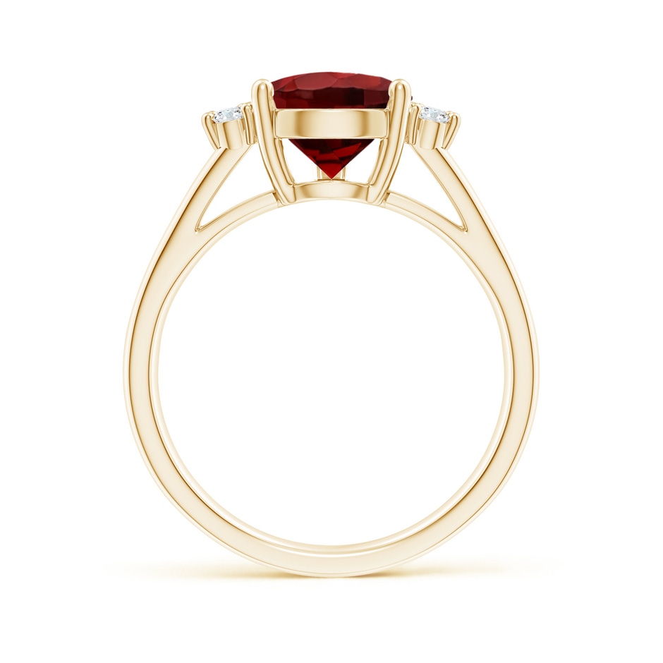 12x8mm AAAA Pear Garnet Ring with Triple Diamond Accents in Yellow Gold side-1