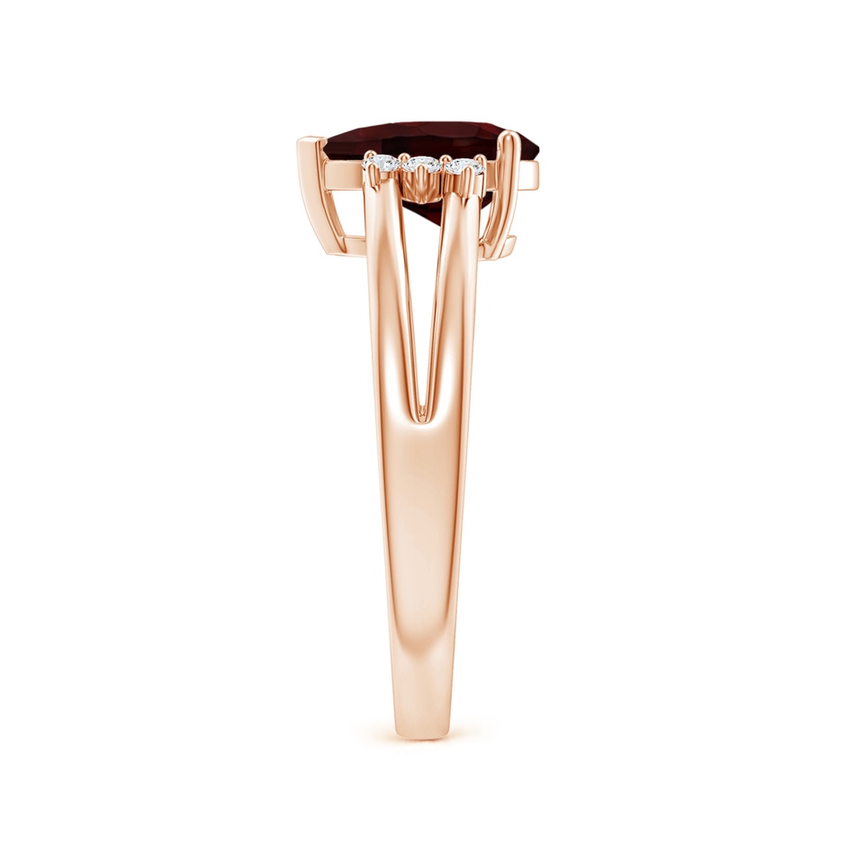 9x6mm A Pear Garnet Ring with Triple Diamond Accents in Rose Gold side-2