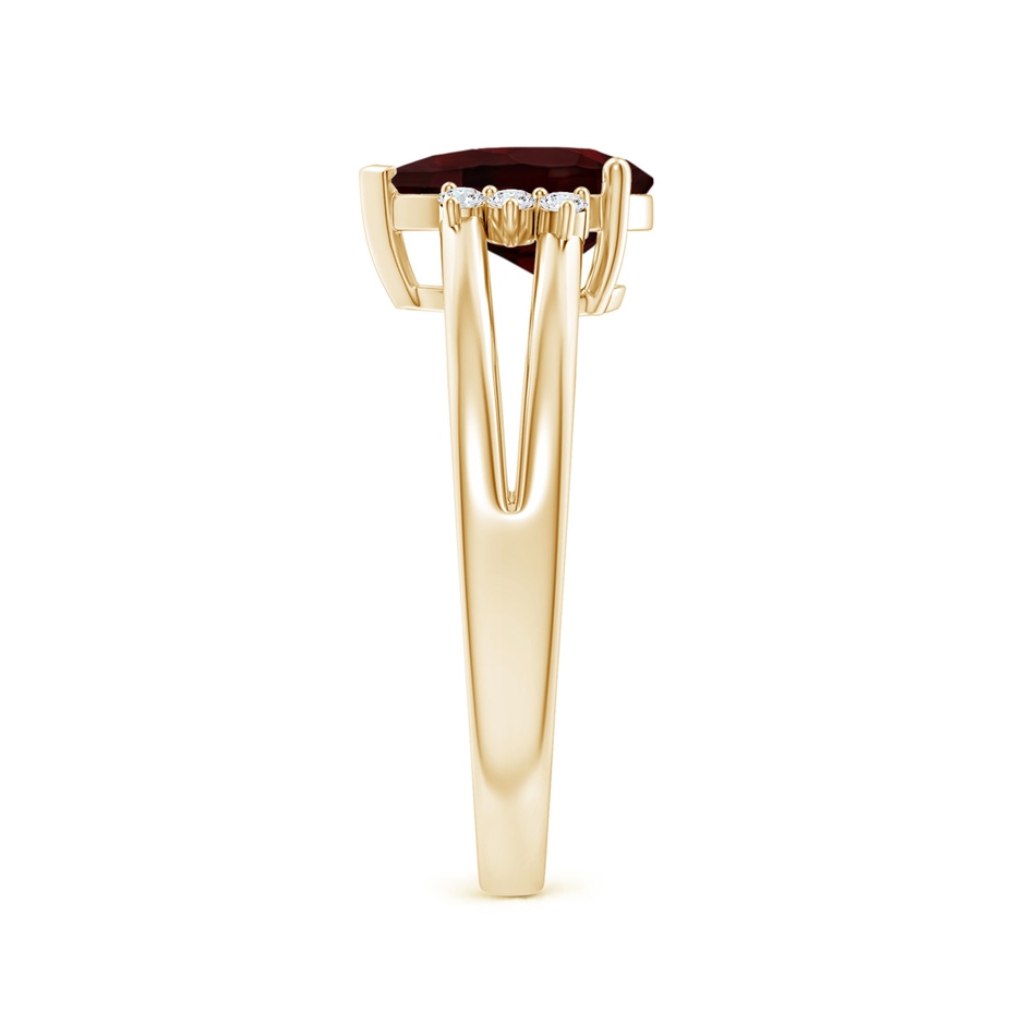 9x6mm A Pear Garnet Ring with Triple Diamond Accents in Yellow Gold side-2